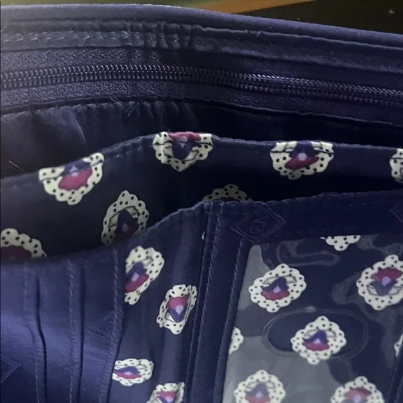 Vera Bradley Blue and Purple Floral Tri-Fold Wallet - Picture 7 of 8